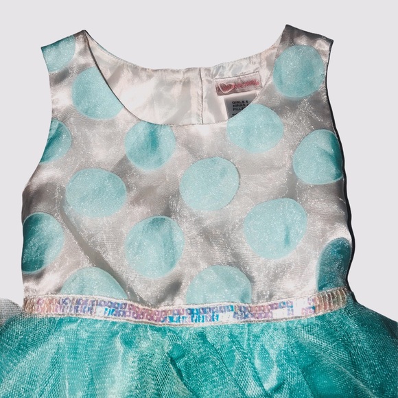 Youngland Sz 4 Toddler Dress Blue Dots Ruffles - Picture 3 of 5